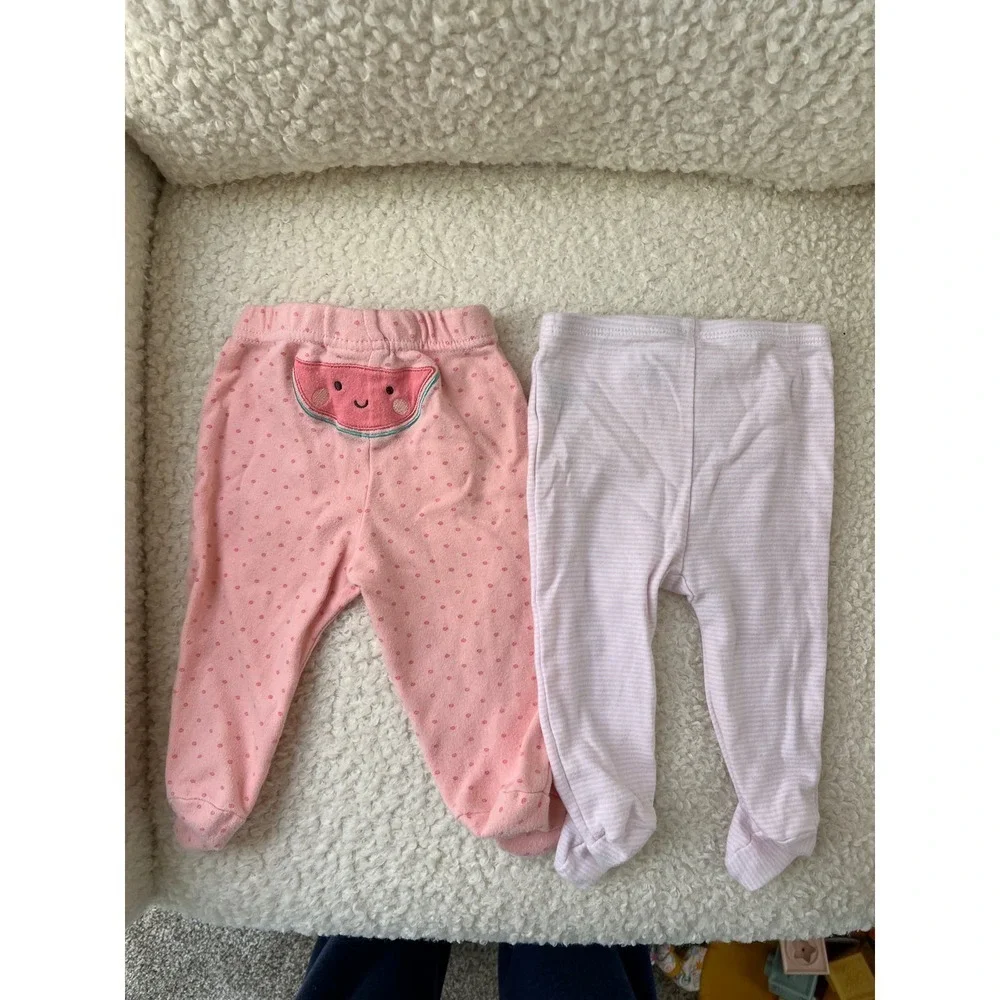Bundle of Baby Girls Pink Pants with Feet Chick Pea & Ralph Lauren